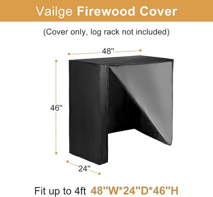 Vailge Firewood Rack Cover 4FT, Waterproof Firewood Rack Outdoor Cover - Image 2