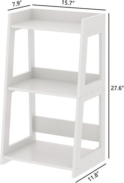 3-Tier Bathroom Ladder Shelf Freestanding, 15.7" W x 27.6" H | White PVC Floor - Image 3
