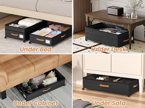 Under Bed Storage with Wheels, 72L XXL Under the Bed Storage Containers Large - Image 6