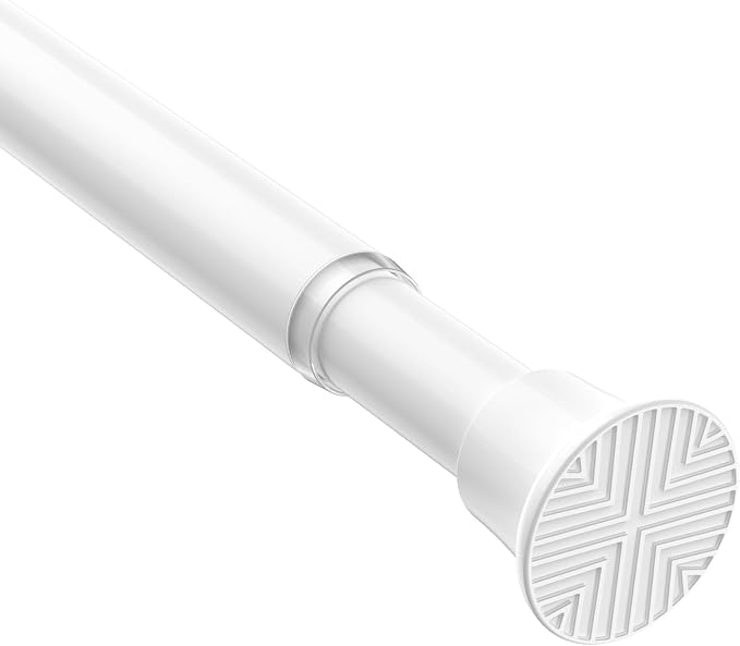 White Small Shower Curtain Rod 24 to 46 Inches Adjustable, 3/4 Inch Diameter by HAOYUNTE