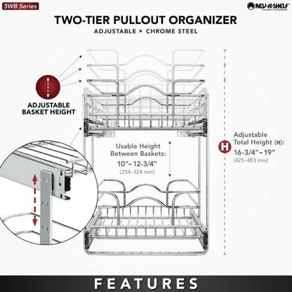 Rev-A-Shelf 2-Tier Kitchen Cabinet Pullout Shelf and Drawer Organizer Slide Out - Image 4