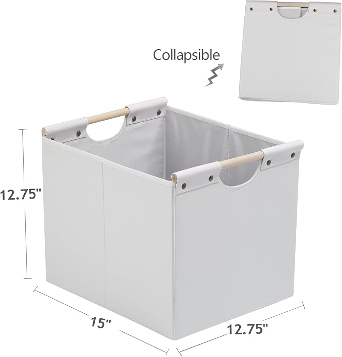 HOONEX Large Collapsible Storage Bins, Linen Fabric, Storage Baskets - Image 7
