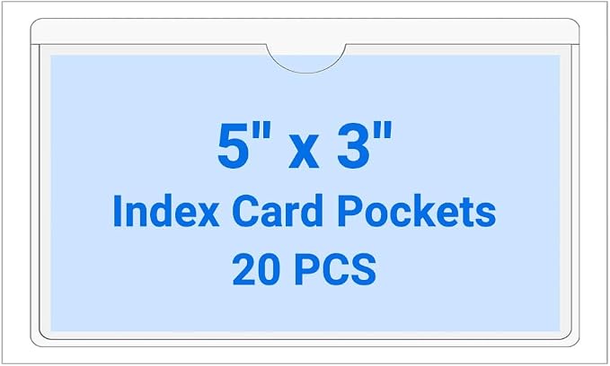 20 PCS Clear Self Adhesive Plastic Label Pockets, Top Loading Business & by Kvatr-X