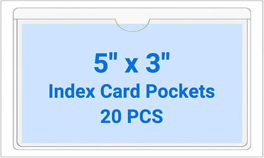 20 PCS Clear Self Adhesive Plastic Label Pockets, Top Loading Business & by Kvatr-X