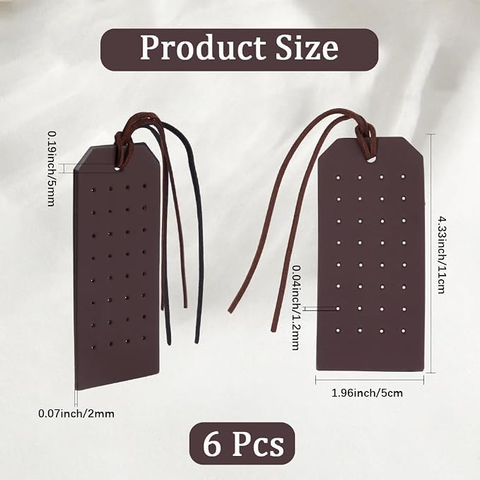 6Pcs PU Leather Stud Hanging Case 32 Holes Portable Pierced Earring Display - Image 2