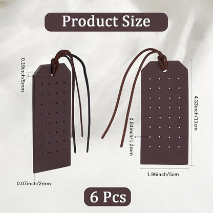 6Pcs PU Leather Stud Hanging Case 32 Holes Portable Pierced Earring Display - Image 2