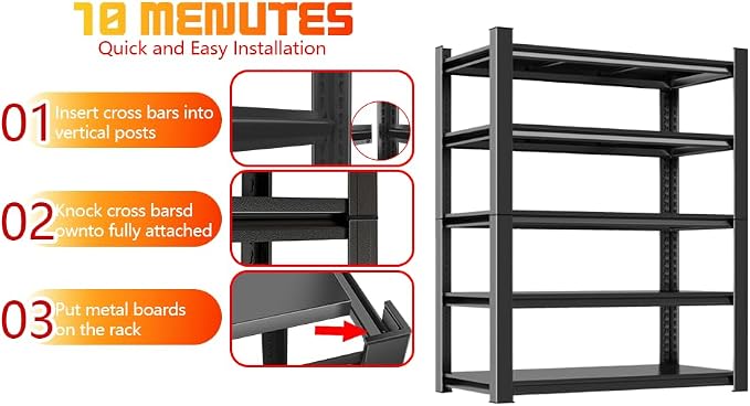 Garage Shelves, 14-48''W Heavy-Duty Storage Shelves, Double-Layer Uprights - Image 6