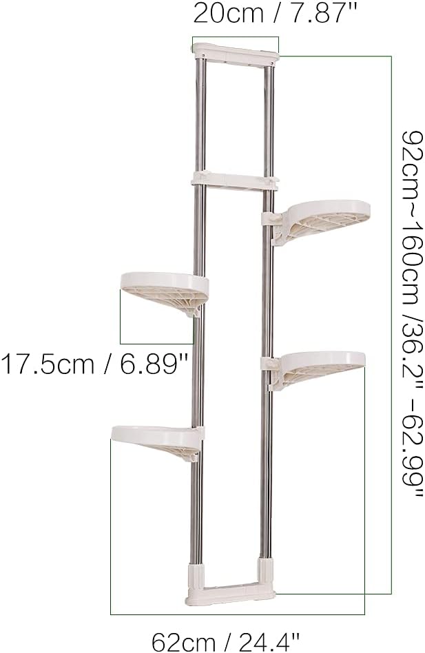 BAOYOUNI Indoor Window Plant Stand Metal Double Pole Storage Shelf Flower Pot - Image 5