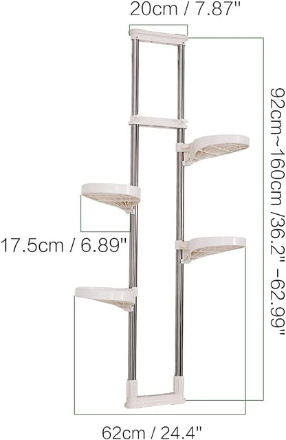 BAOYOUNI Indoor Window Plant Stand Metal Double Pole Storage Shelf Flower Pot - Image 5