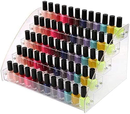 5 Tiers Acrylic Clear Plastic Nail Polishes Organizer Lipstick Holder Display - Image 2