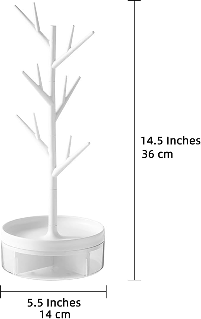 Branch Jewelry Rack With Rotatable Base and Storage Box Tree Tower Rack Hanging - Image 8