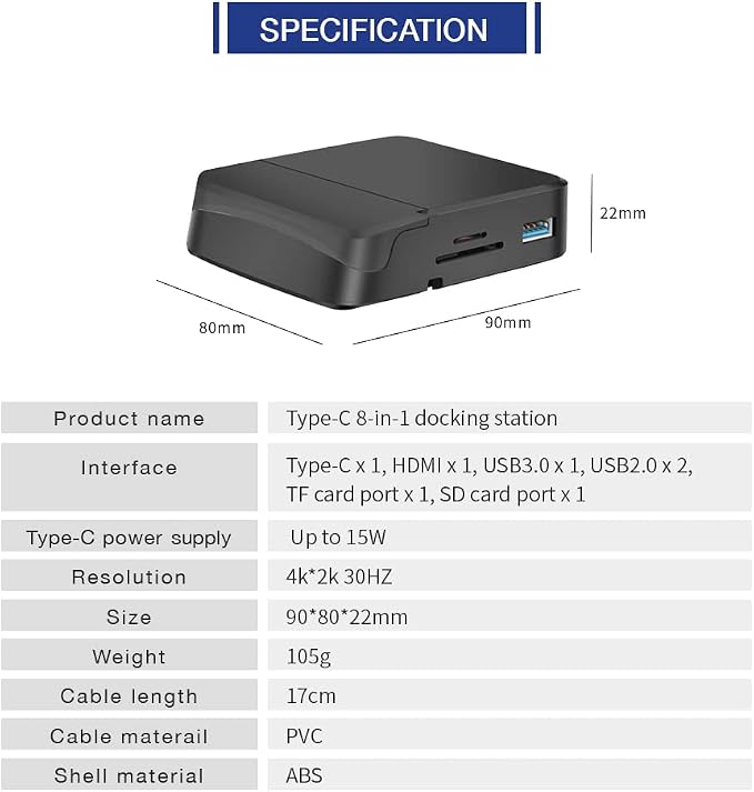 GKI Docking Station, USB C Mobile Phone to 4K HDMI Hub, 7-in-1 Charging Station - Image 8