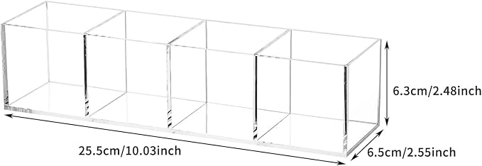 dedoot Acrylic Drawer Organizer 4-Section Clear Plastic Makeup Organizer - Image 3