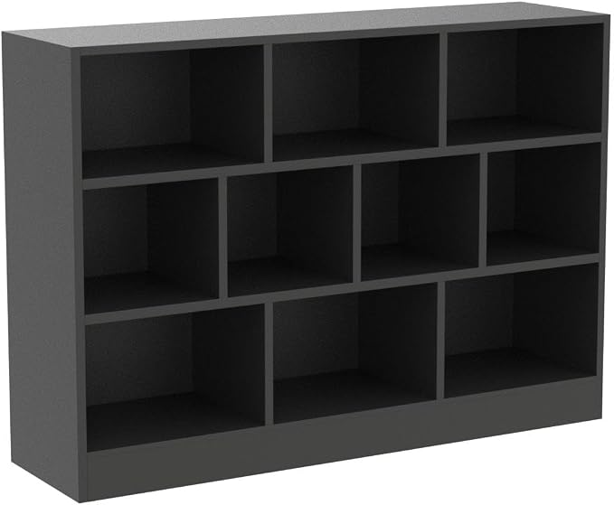 Cozy Castle Black Bookshelf, 3-Tier Open Shelf Bookcase, 10 Cube Storage - Image 4