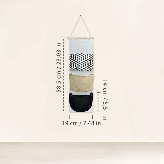 FuninCrea Hanging Storage Bag, 3-Layer Practical Wall Hanging Storage Bag - Image 2