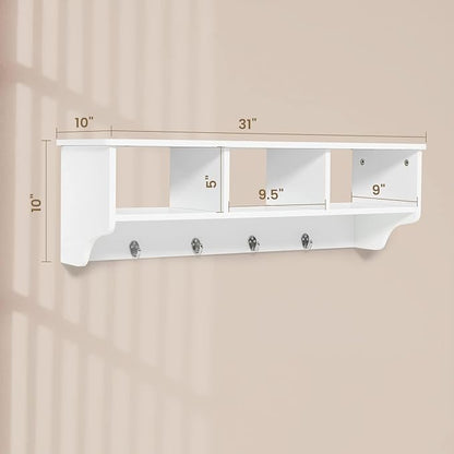 Giantex Hanging Shelf with Hooks Wall Mount Cubby Organizer with 4 Hooks and - Image 3