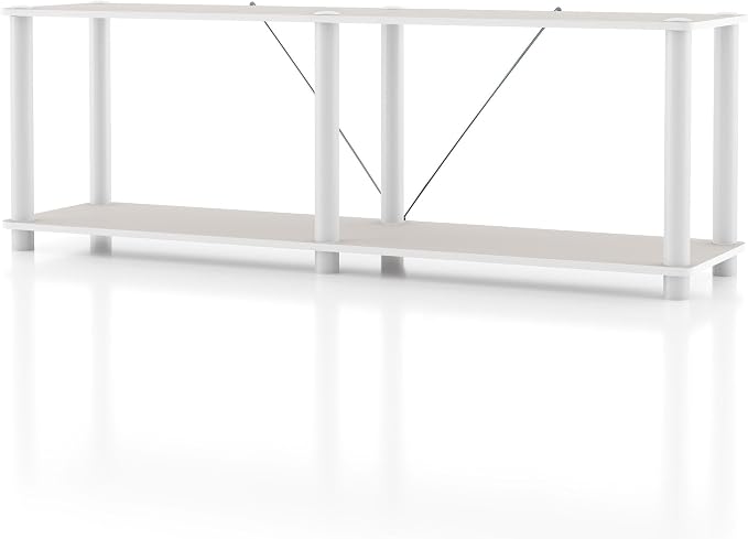 Homes: Inside + Out Apexa Modern 2-Tier Extra Wide Shelving Units, Collectibles by HOMESInsideOut