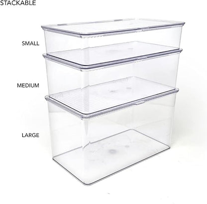 Isaac Jacobs Small Stackable Organizer Bin w Hinged Lid Clear Storage Box Home - Image 5
