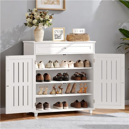 Yaheetech Shoe Cabinet, 4-Tier Shoe Storage Cabinet - Image 2