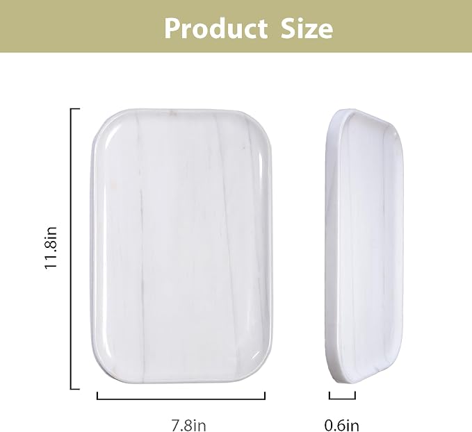Natural Marble Tray | Luxury Bathroom & Kitchen Organizer | Non-Resin Stone - Image 2