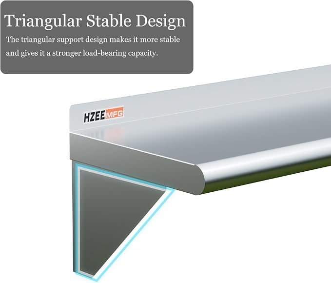 Stainless Steel Wall Mounted Shelf 14x48 inches 4ft, Commercial Food Service - Image 6