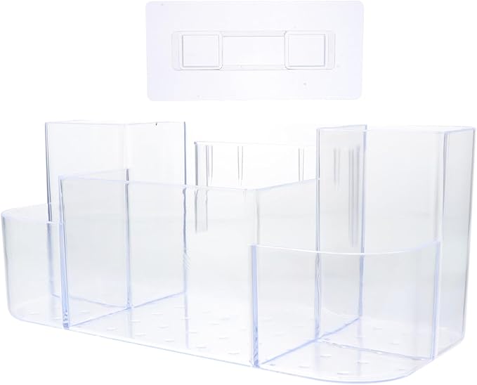 Wall-mounted Toiletry Case Transparent Multi-grid Cosmetic Storage Box by Beatifufu