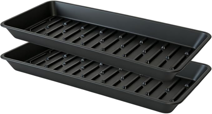 2 Pack Rectangular Plant Saucer 16 Inch, Heavy Duty Plastic Drip Trays by Afrine