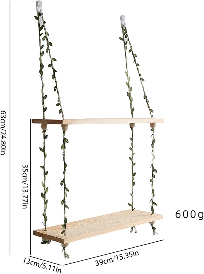 Wall Hanging Shelf Hanging Planter Rack Wooden Flower Pot Holder Decorative - Image 3