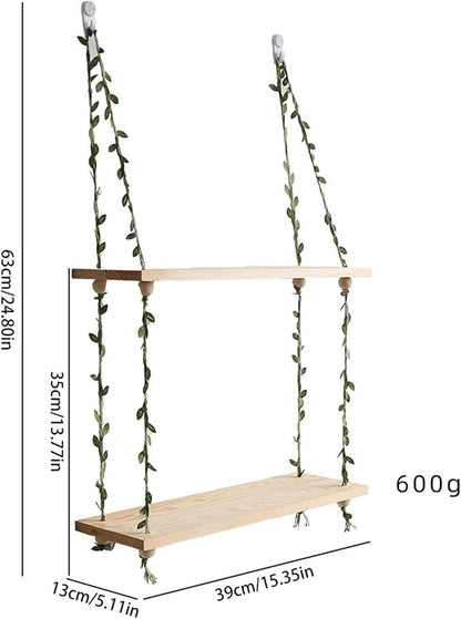 Wall Hanging Shelf Hanging Planter Rack Wooden Flower Pot Holder Decorative - Image 3