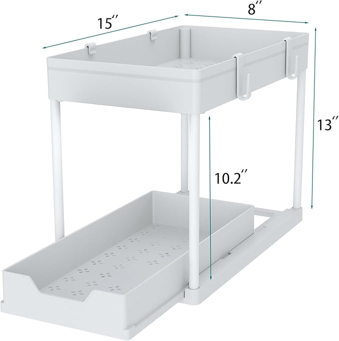 DEKAVA Cabinet, 2 Pack Under Sink Organizer, 2 Tier Sliding Bathroom Kitchen - Image 6