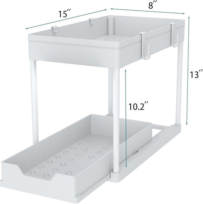 DEKAVA Cabinet, 2 Pack Under Sink Organizer, 2 Tier Sliding Bathroom Kitchen - Image 6