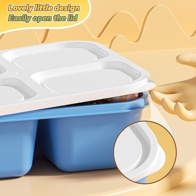Canfanni 6 Pcs Snack Box Container Set, Reusable 3&4 Compartment Meal Prep - Image 5