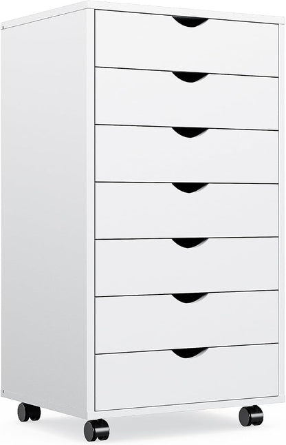 OLIXIS 7 Drawer File Cabinet on Wheels, Printer Stand | Fits Under Desks by OLIXIS