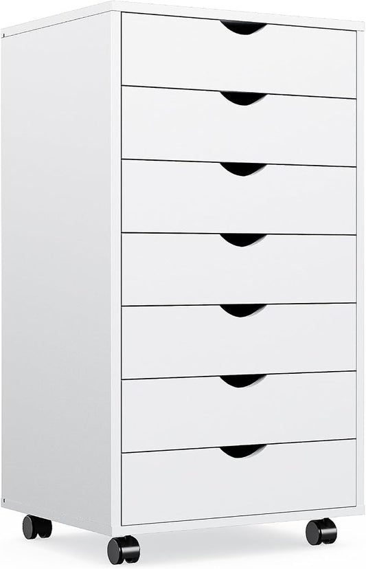 OLIXIS 7 Drawer File Cabinet on Wheels, Printer Stand | Fits Under Desks by OLIXIS