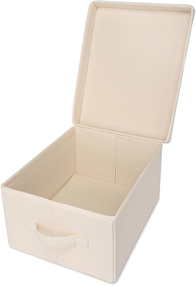 Foldable Storage Bins with Lids Cotton Canvas Rectangular Storage Box Ideal - Image 5