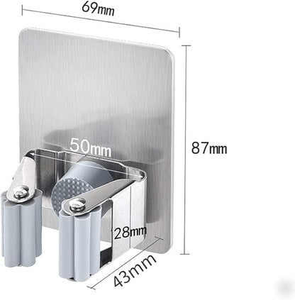 HANZE 2 Pack Stainless Steel Mop Broom Holder Organizer, Self Adhesive Wall - Image 5