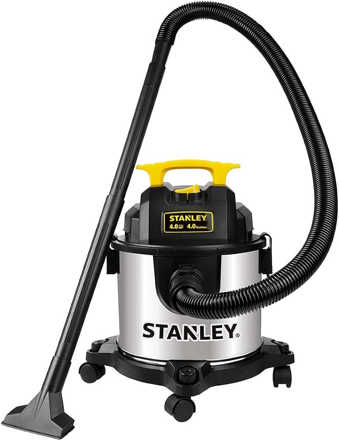 STANLEY 4 Gallon Wet Dry Vacuum, 4 Peak HP Stainless Steel 3 in 1 Shop Vacuum by STANLEY