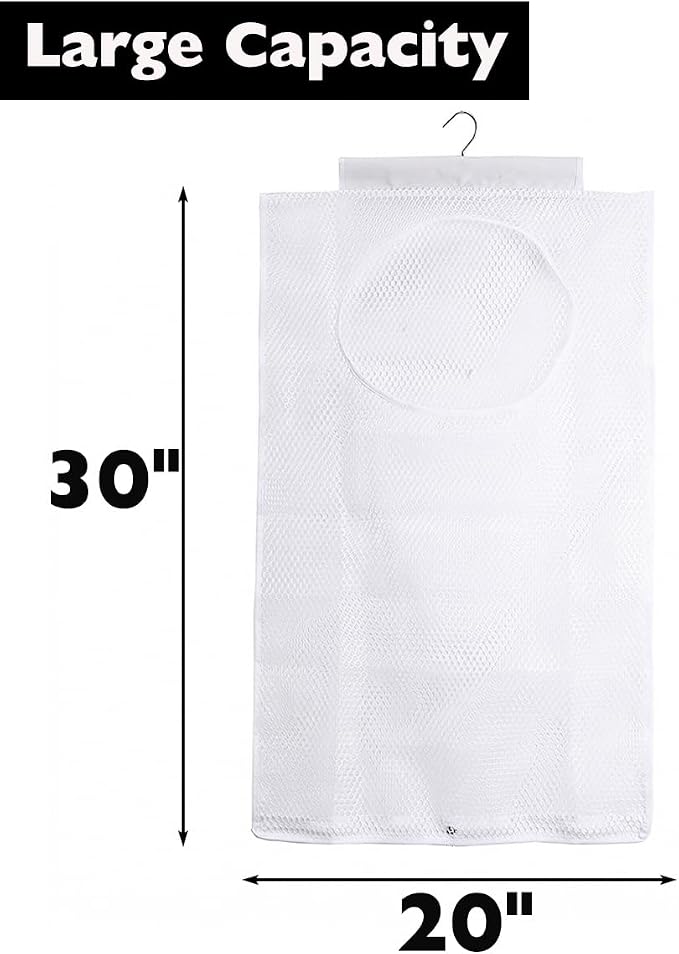 ALYER Breathable Mesh Laundry Hamper, Foldable Hanging Closet Storage Basket - Image 2