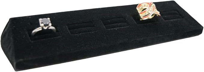 Novel Box 5-Slot Black Velvet Rings/Earrings/Cufflinks Holder Tray 8.12x1.75x1 by NovelBoxCompanyLtd