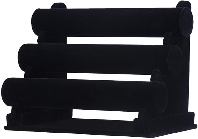 Wudygirl Bracelet Holder Velvet 3 Tier Jewelry Display Stand Storage Watch - Image 2
