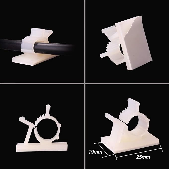 Viaky 30 Pieces White Adjustable Cable Clips Self-Adhesive Desk Organizer Nylon - Image 6