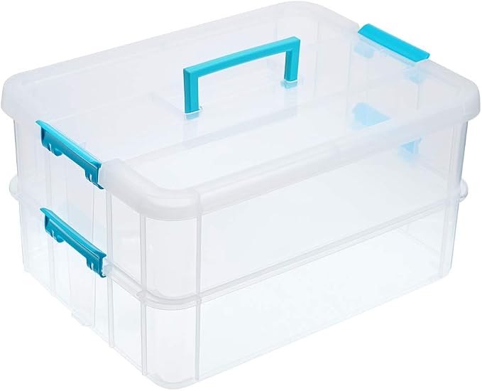 JUXYES 2-Tiers Stack Carry Storage Box by JUXYES