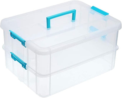JUXYES 2-Tiers Stack Carry Storage Box by JUXYES