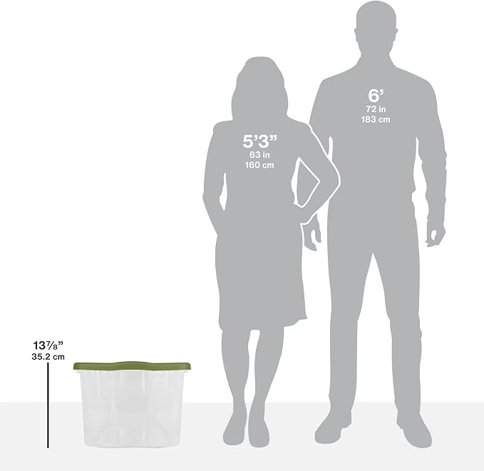 70 Quart Large Clear Plastic Storage Bin, 24 5/8" x 18 3/4" x 13 7/8 | Green Lid - Image 8
