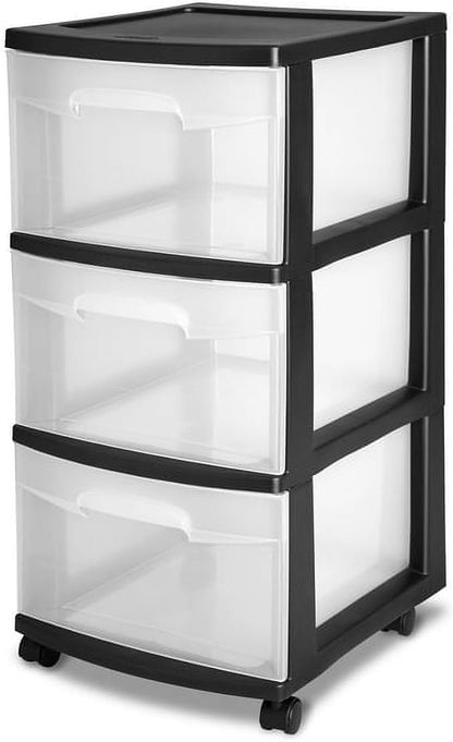 3-Drawer Plastic Cart with Clear Drawers & Removable Wheels by Unknown