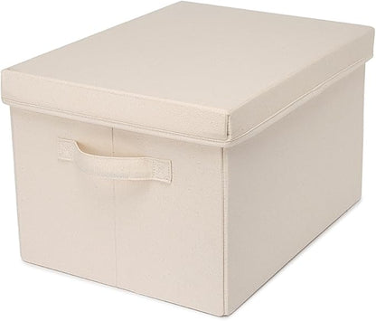 Foldable Storage Bins with Lids Cotton Canvas Rectangular Storage Box Ideal by YONBEN