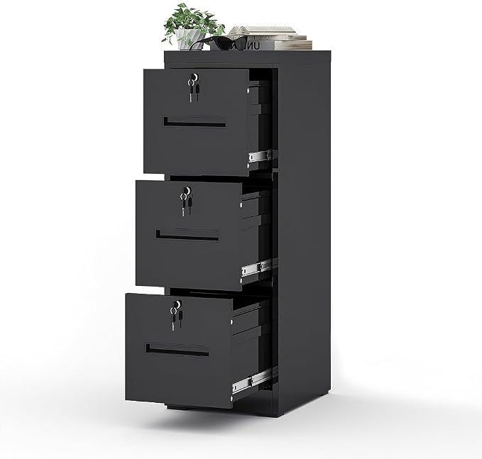 3 Drawer File Cabinet with 3 Locks, Metal Filing Cabinet Heavy Duty Vertical by EKJOfficials