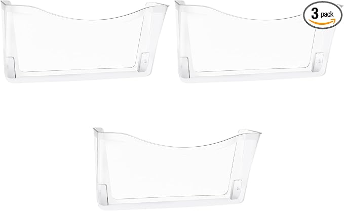 3 Pack Clear Single Pocket Hanging File Organizer, Plastic Wall Mount Paper by EASEPRES