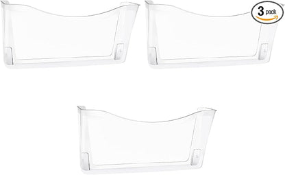 3 Pack Clear Single Pocket Hanging File Organizer, Plastic Wall Mount Paper by EASEPRES