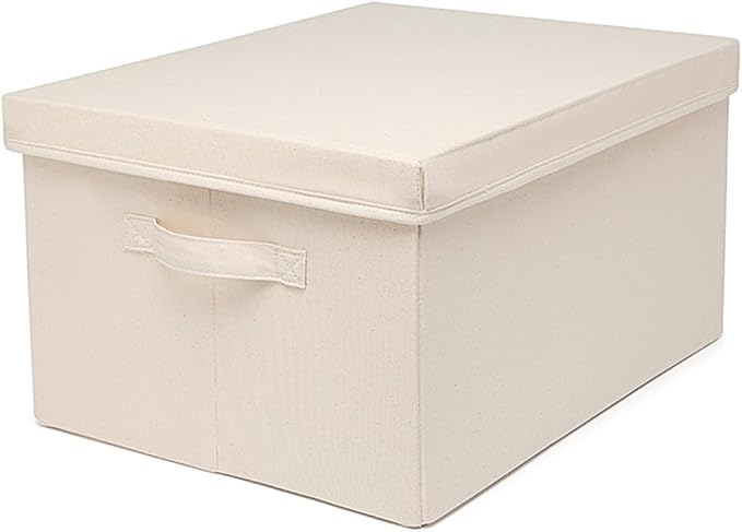 Foldable Storage Bins with Lids Cotton Canvas Rectangular Storage Box Ideal - Image 9